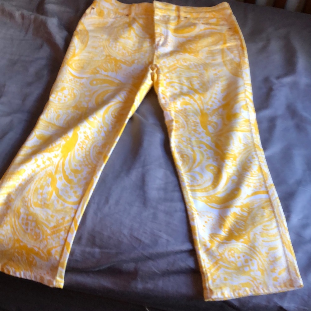 Chico’s paisley print Platinum Crop Jeans